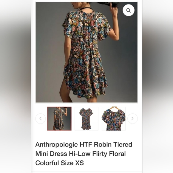 Anthropologie Multicolor Paisley Floral Mini Dress - Picture 3 of 9